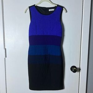 Calvin Klein Textured Color-block Sleeveless Bodycon Midi Dress Size 4